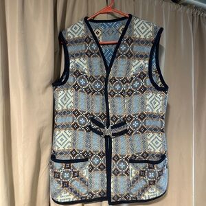 Vintage 60’s Caerwys Clothing Blue and Cream Wool Vest